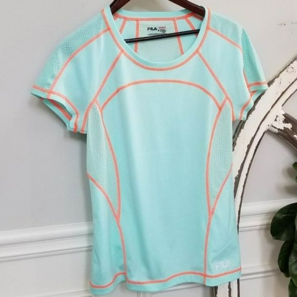Fila Women's Top in Aqua with Orange Stitching
